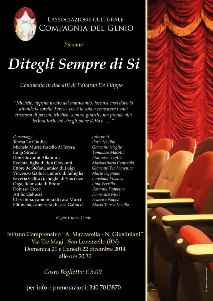 La ‘Compagnia del Genio’ mette in scena ‘Ditegli sempre di si’ di Eduardo De Filippo