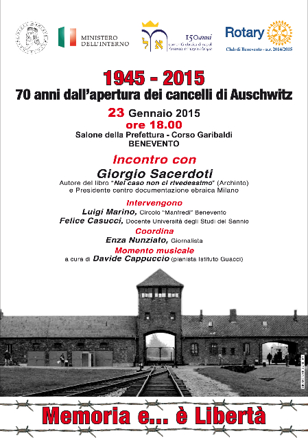 Giorgio Sacerdoti a Benevento in occasione del ‘Giorno della Memoria’