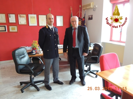 Visita del nuovo comandante della Polizia Stradale alla sede dei Vigili del Fuoco