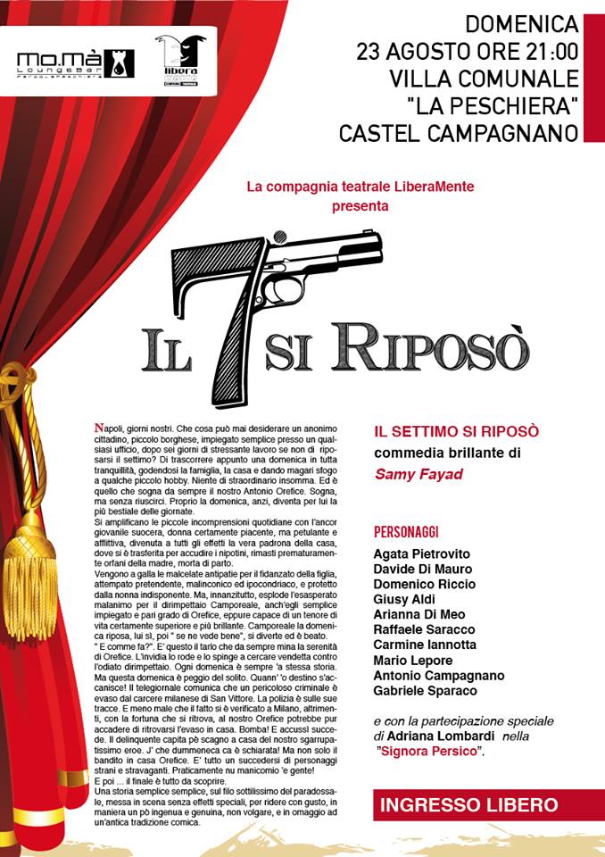 La Compagnia Teatrale ‘Liberamente’ rappresenta la commedia brillante ‘Il settimo si riposò’