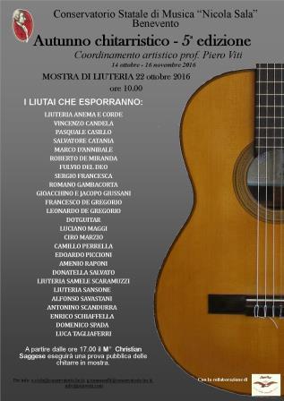 il Conservatorio di Benevento ospitala mostra di Liuteria ed il concerto di Christian Saggese