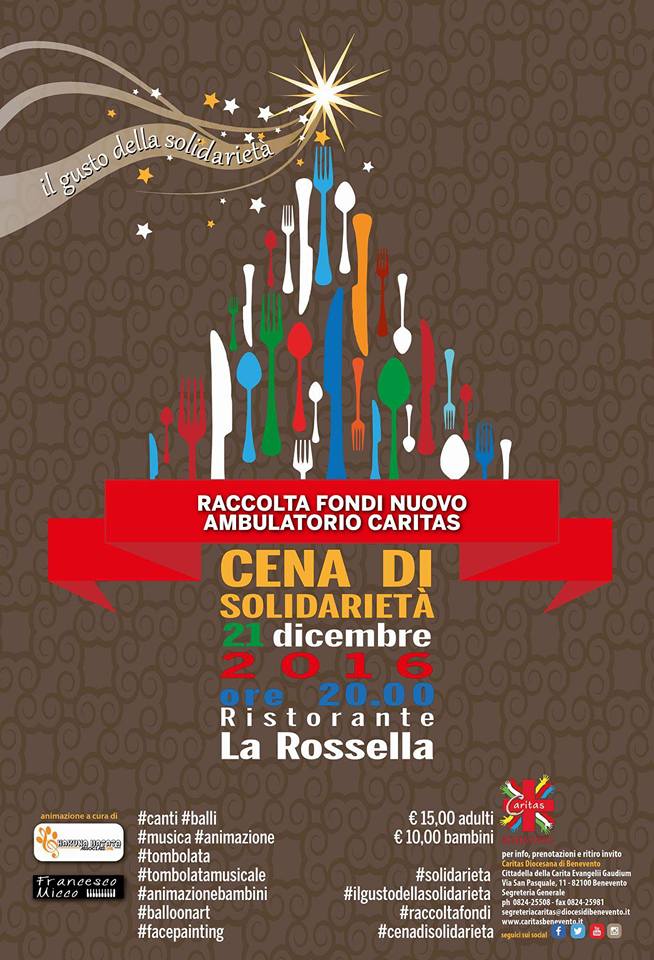 Caritas Benevento, cena di beneficenza per realizzare un Ambulatorio