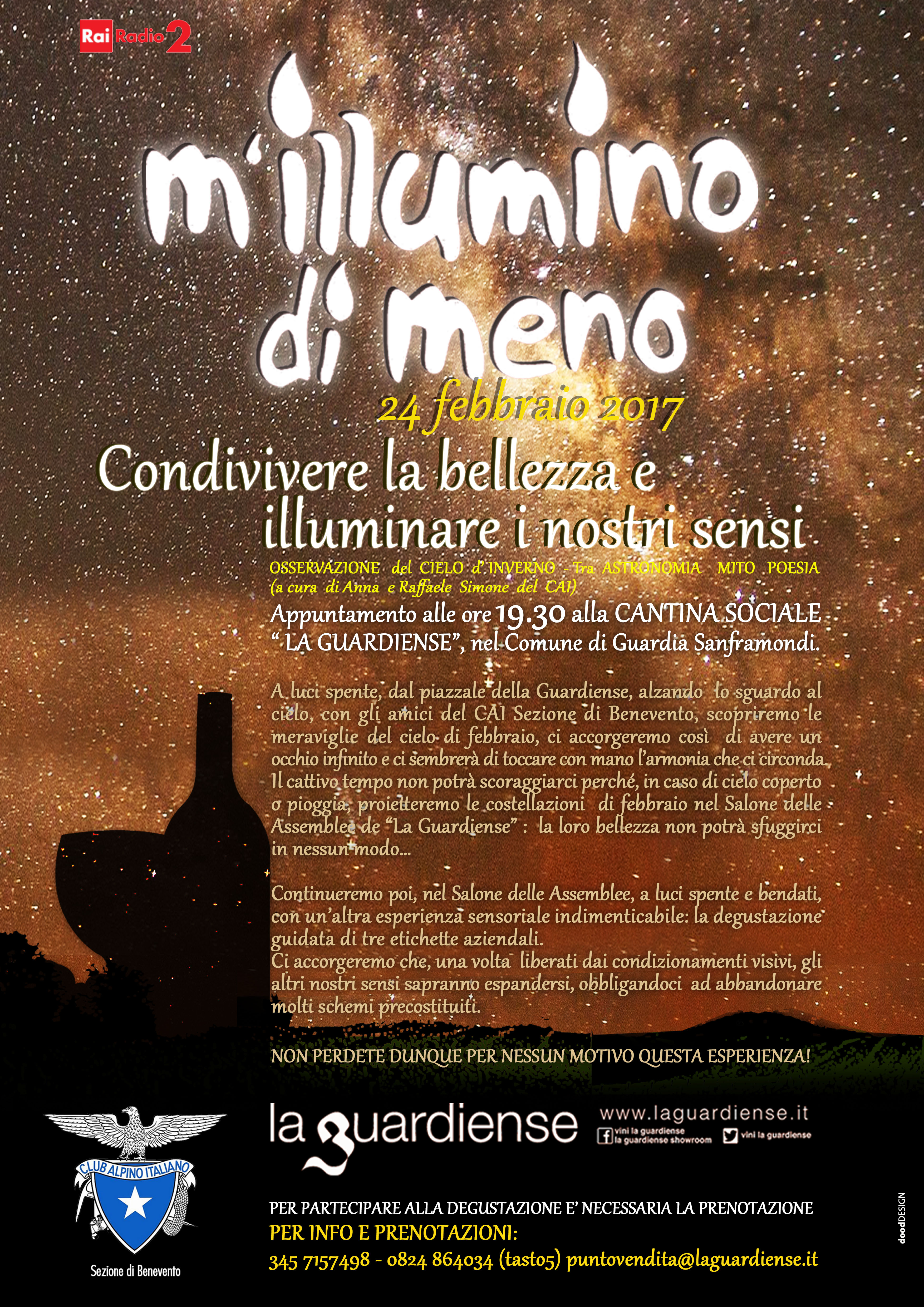 ‘M’illumino di meno’, evento col naso all’insù presso la Cantina Sociale La Guardiense