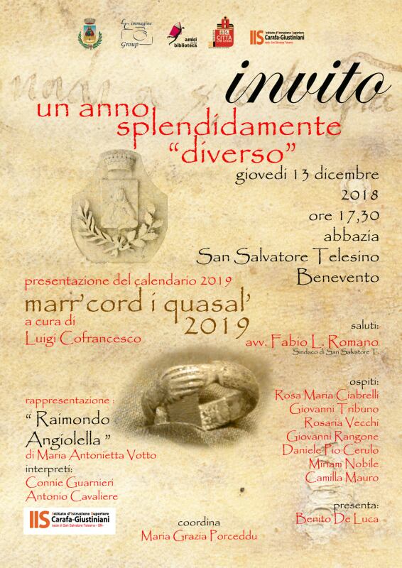 San Salvatore Telesino, presentazione del calendario “marr’cord i quasal” a cura di Luigi Cofrancesco