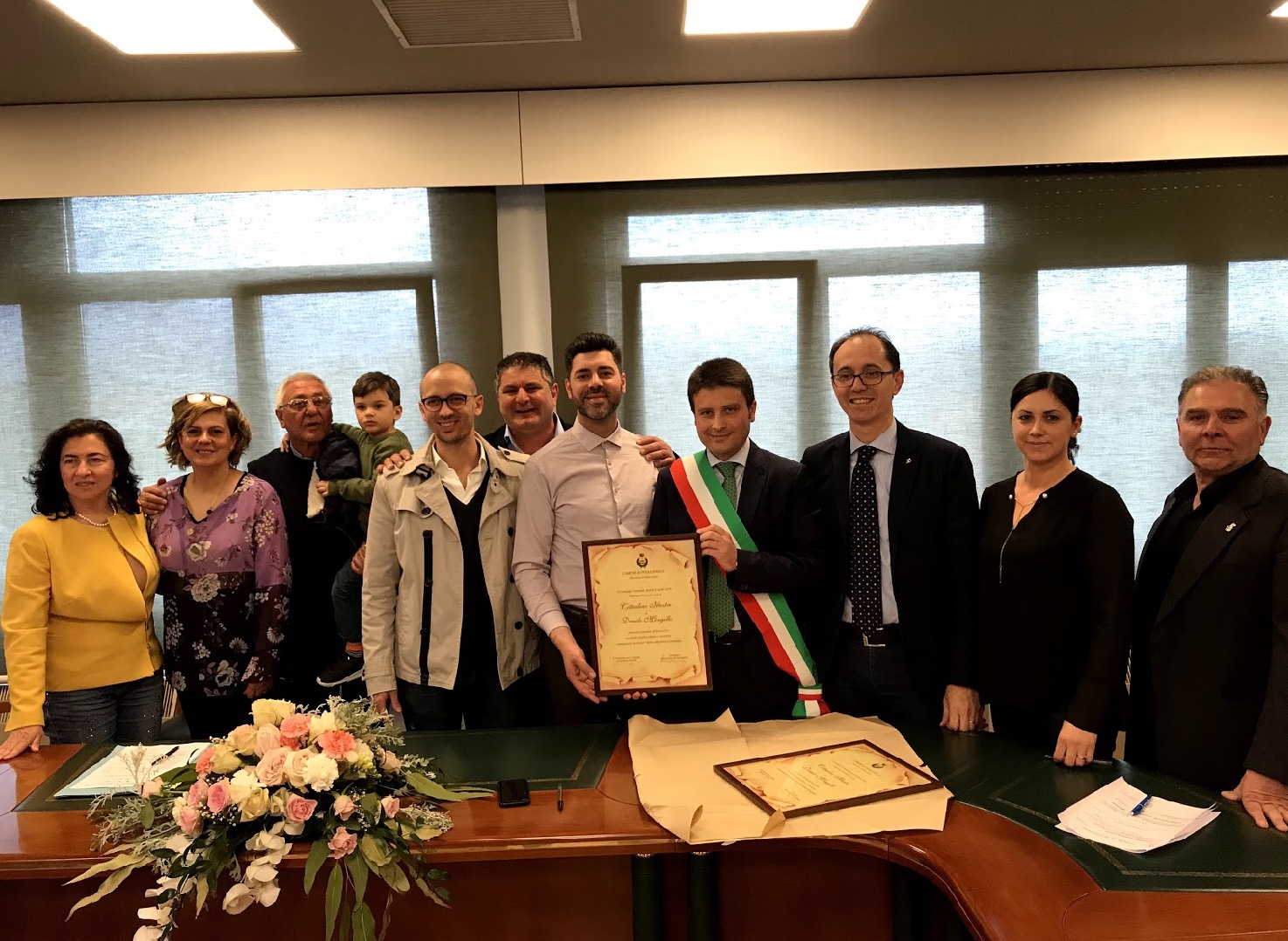 Onorificenza di cittadino illustre di Puglianello a Danilo Mongillo oggi ristoratore in Usa