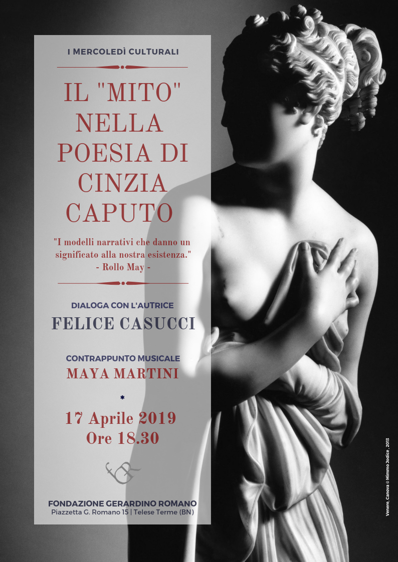 ‘Il mito nella Poesia di Cinzia Caputo’, domani alla Fondazione Romano di Telese