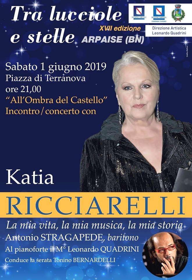 Katia Ricciarelli chiude il festival ‘Tra lucciole e stelle’ di Arpaise il 1 giugno