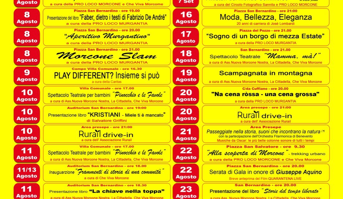 La pandemia non ferma l’estate morconese che entra nel clou del cartellone