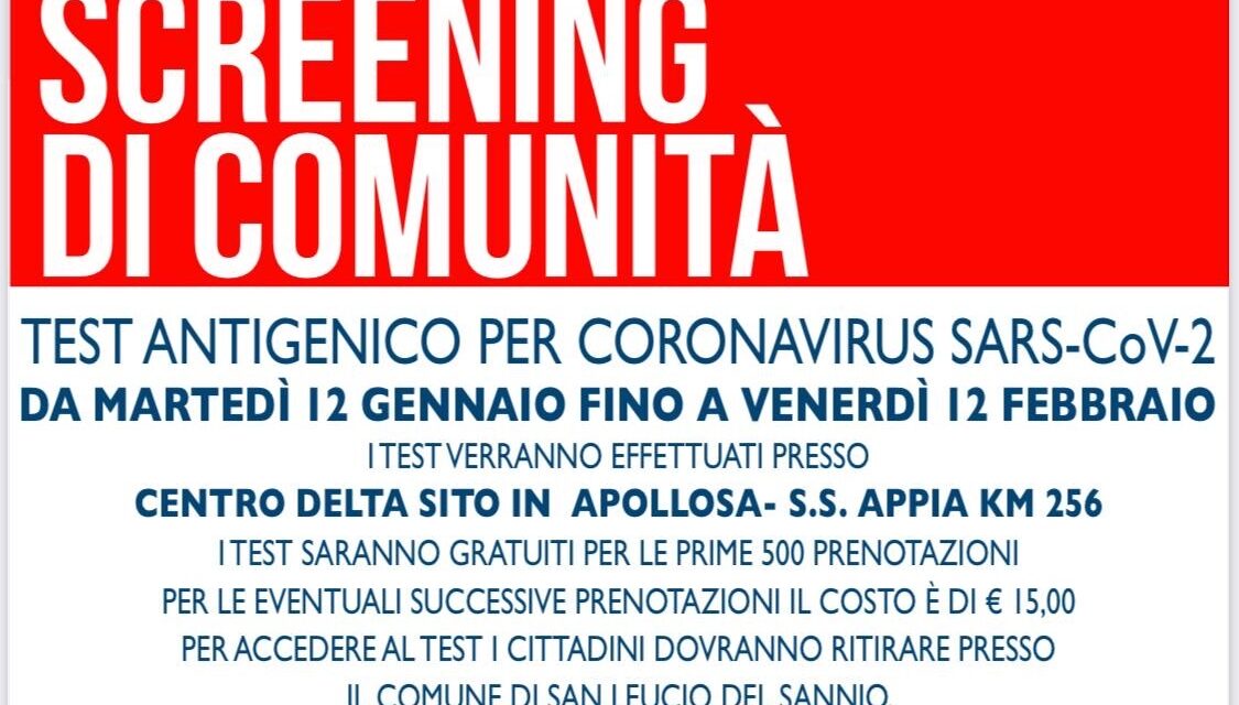San Leucio, da domani screening anti Covid su tutta la popolazione