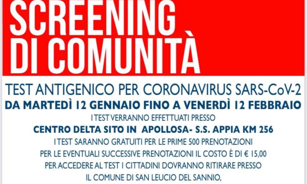 San Leucio, da domani screening anti Covid su tutta la popolazione