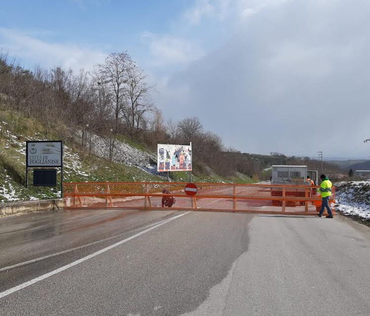 Chiusa al traffico la Fondo Valle Vitulanese al bivio di Castelpoto