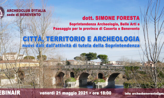 Archeoclub, il 21 maggio webinair sulle ultime acquisizioni archeologiche su Benevento