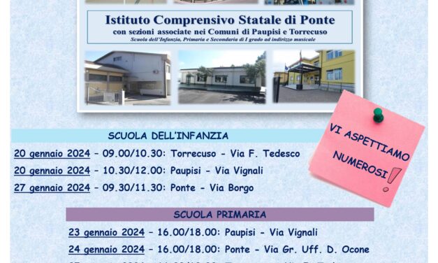 Scuola, la riscossa dei piccoli comuni. L’I.C. Ponte punta sugli Open Day