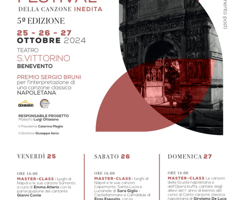 Benevento, Teatro S Vittorino, 25,26 e 27 ottobre, al via il Sannio Festival della Canzone Classica Napoletana
