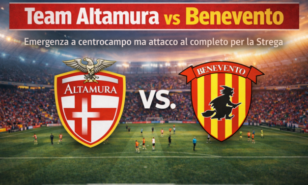 Verso Team Altamura-Benevento: emergenza a centrocampo ma attacco al completo per la Strega