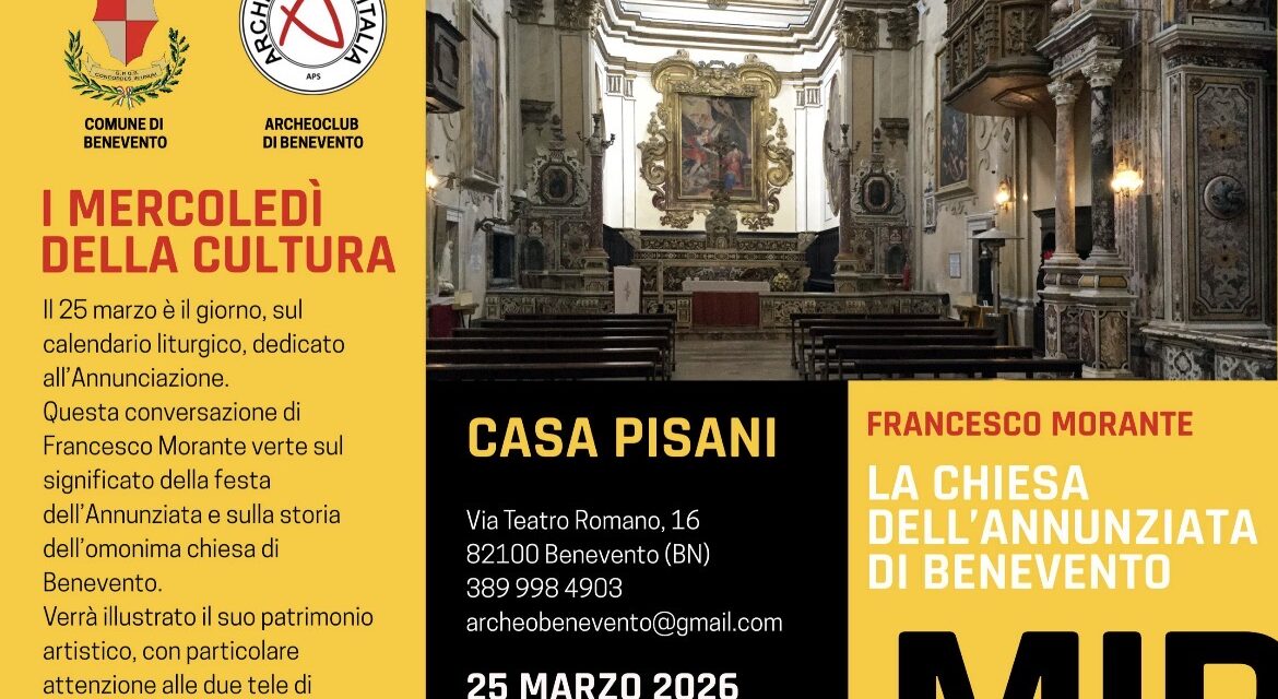 Cultura a Casa Pisani, domani I santi protettori di Benevento nella chiesa dell’Annunziata