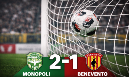 Monopoli cinico, Benevento battuto al Veneziani: Longo firma la doppietta, ai giallorossi non basta Della Morte