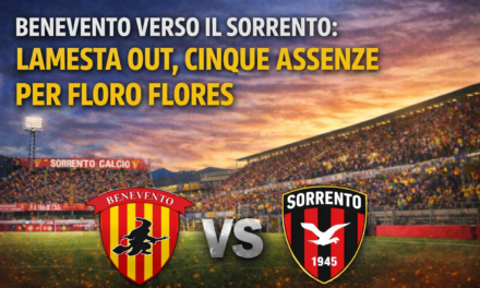 Benevento verso il Sorrento: Lamesta out, cinque assenze per Floro Flores