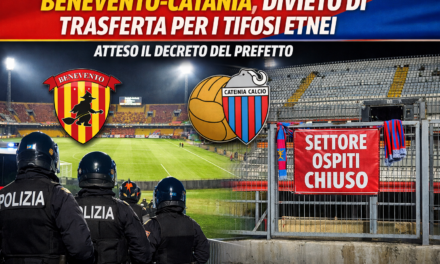 Benevento-Catania, verso il divieto di trasferta per i tifosi etnei: atteso il decreto del Prefetto