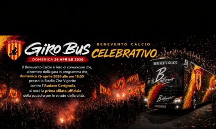 Benevento si prepara alla notte giallorossa: città chiusa e bus scoperto per la festa della Serie B