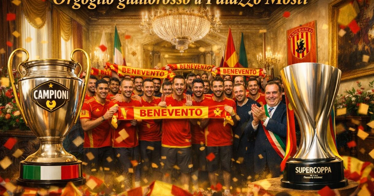 Benevento, festa istituzionale: squadra e trofei accolti a Palazzo Mosti