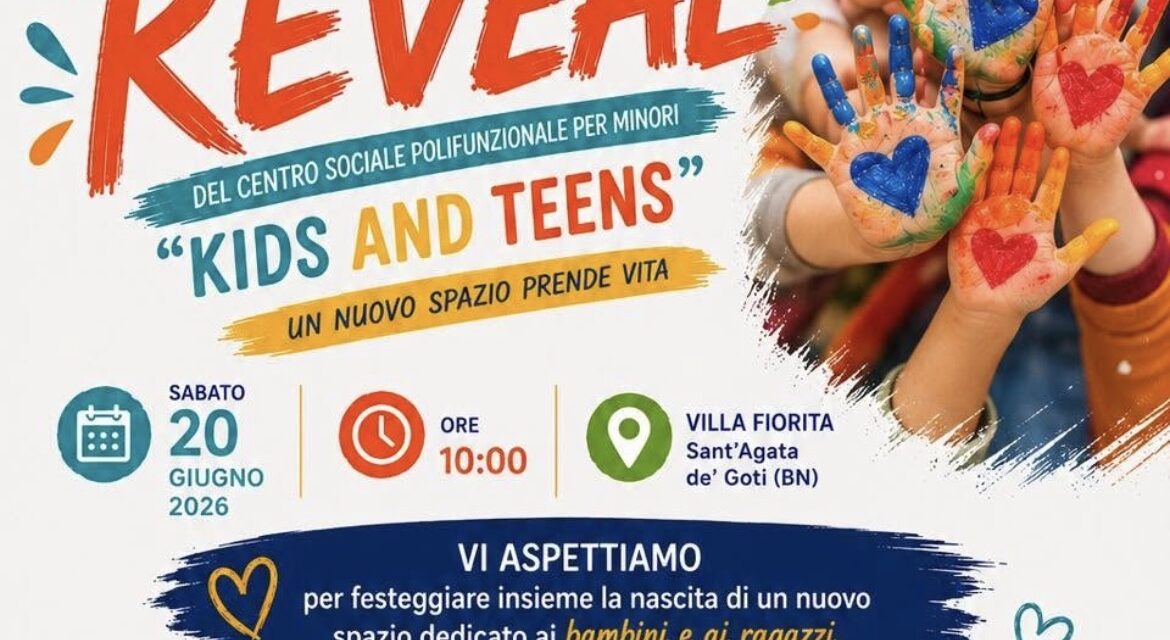 “Kids and Teens” , sabato 20 giugno l’inaugurazione degli spazi rigenerati del Centro Sociale Polifunzionale per Minori