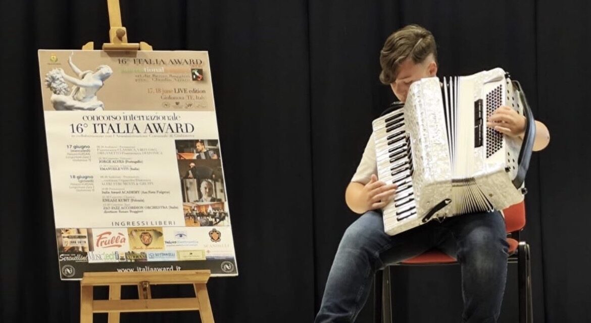 IL SANNITA GIOVANNI CATAUDO, GIOVANE TALENTO DELLA FISARMONICA: SECONDO POSTO ALL’ITALIA AWARD 2026