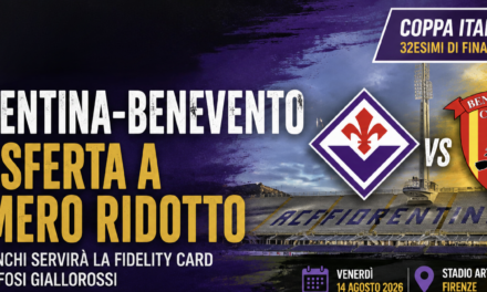 Fiorentina-Benevento, trasferta al Franchi a numero ridotto: per i tifosi giallorossi servirà la Fidelity Card
