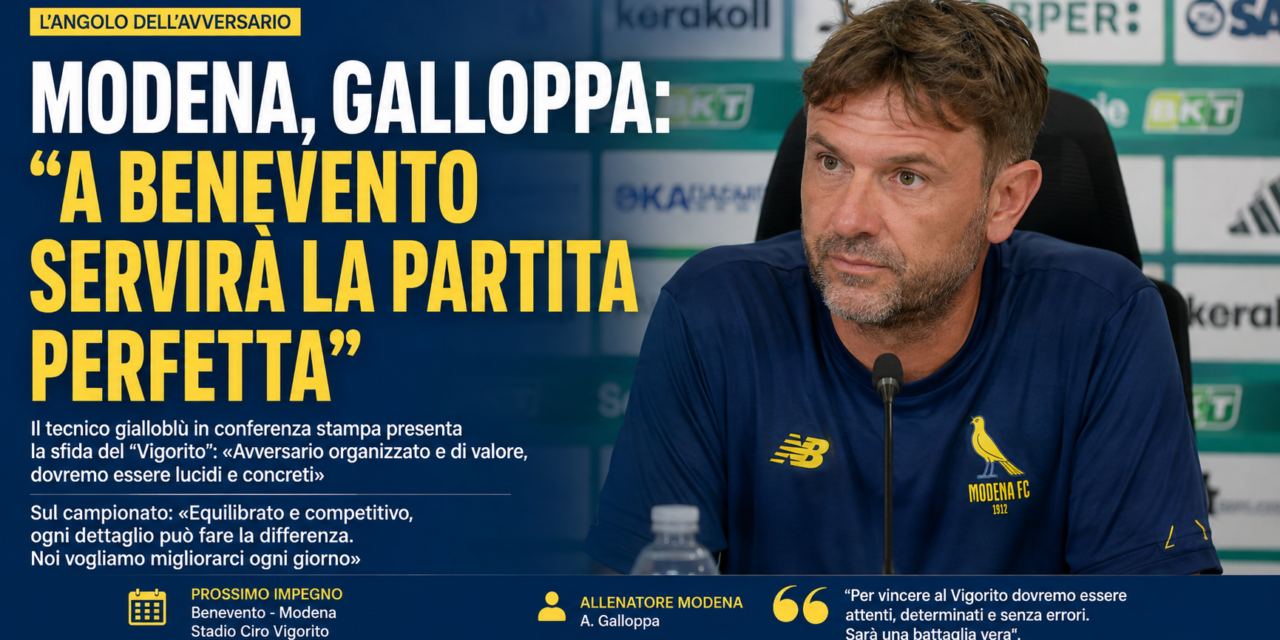 Galloppa sfida il Benevento: «Al Vigorito voglio un Modena coraggioso»