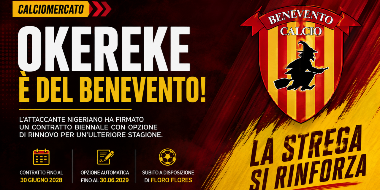 Benevento, Okereke è giallorosso: l’attacco di Floro Flores si arricchisce di una nuova soluzione