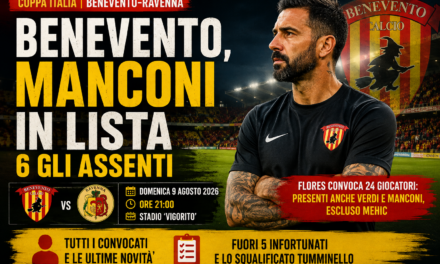 Benevento, Manconi resta tra i convocati: sei assenze contro il Ravenna