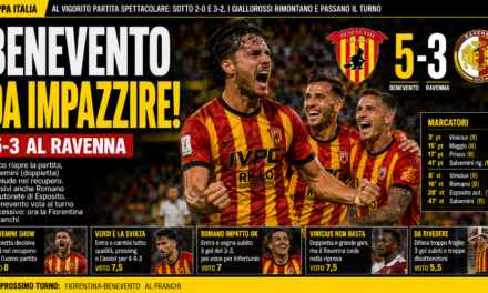 Benevento-Ravenna 5-3, le pagelle: Salvemini mattatore, Vinicius non basta