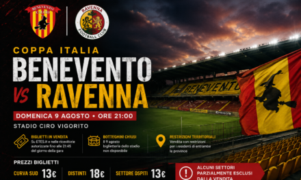 Benevento-Ravenna, biglietti in vendita per il debutto in Coppa Italia: prezzi e modalità