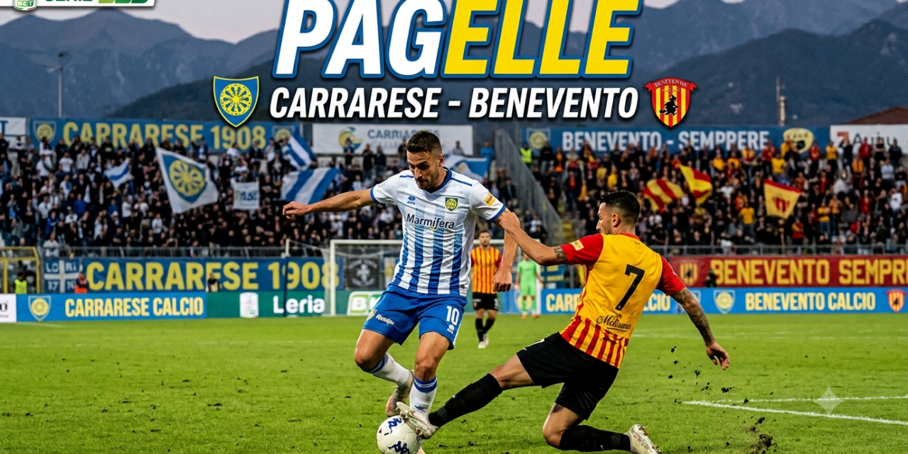 Pagelle Carrarese-Benevento 0-1, Prisco decisivo: la Strega espugna il Marmi e vola a 7 punti