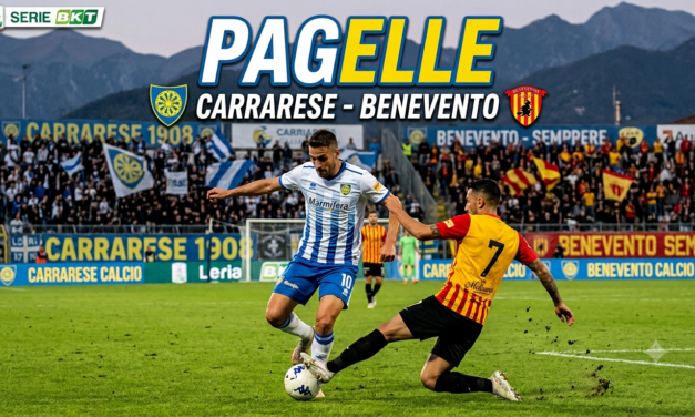 Pagelle Carrarese-Benevento 0-1, Prisco decisivo: la Strega espugna il Marmi e vola a 7 punti
