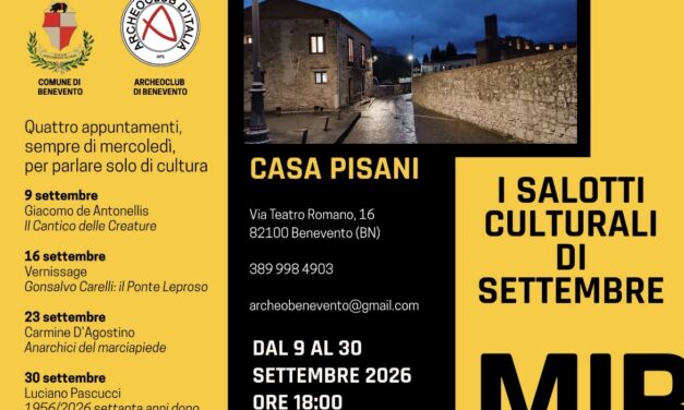 Benevento, dal 9 settembre ritornano i Salotti culturali di Casa Pisani