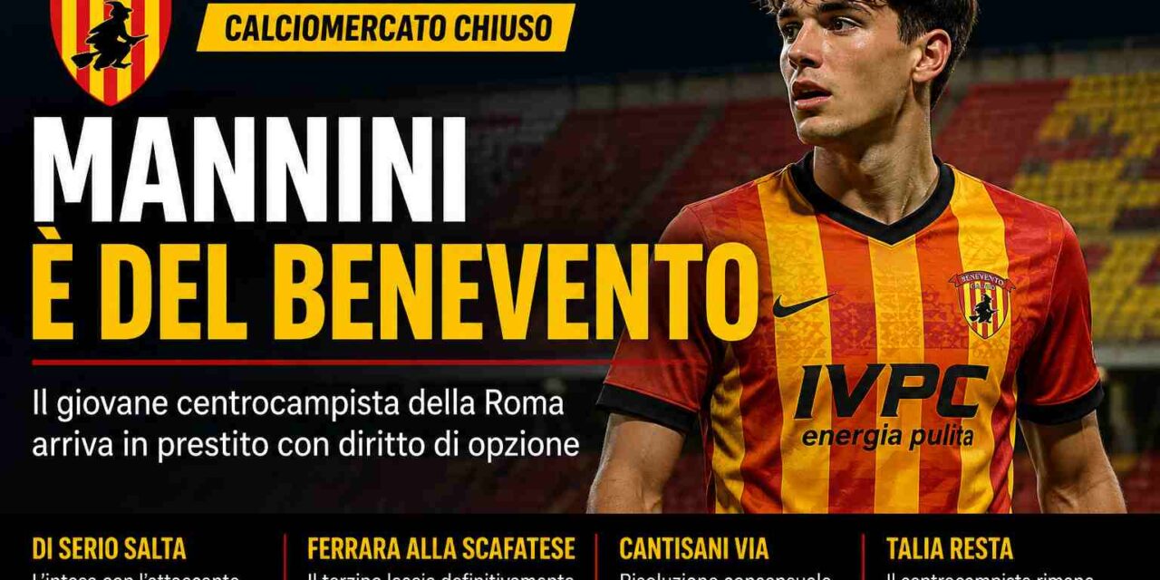 Mannini al Benevento, il mercato si chiude con il giovane della Roma