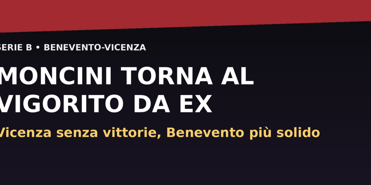 Moncini torna al Vigorito da ex: Vicenza senza vittorie, Benevento più solido