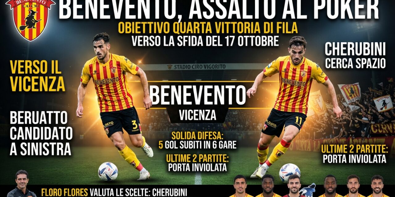 Benevento, assalto al poker: Beruatto verso il Vicenza, Cherubini cerca spazio