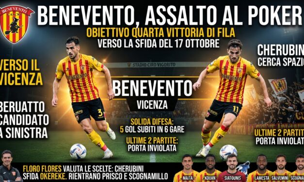 Benevento, assalto al poker: Beruatto verso il Vicenza, Cherubini cerca spazio