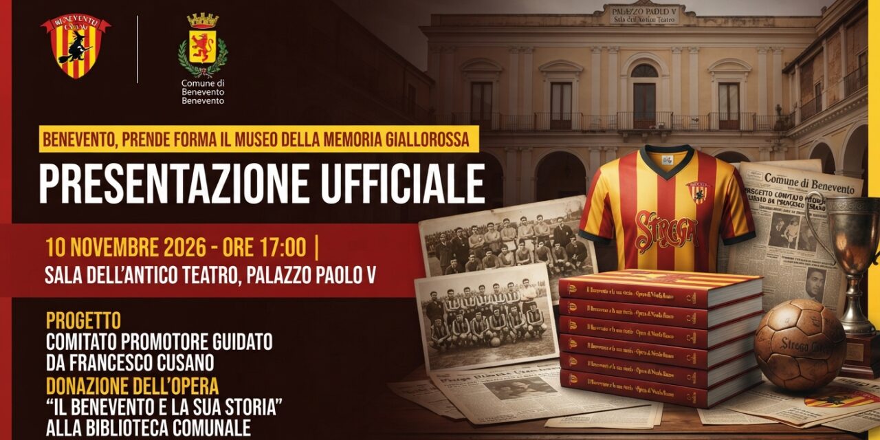 Benevento, prende forma il Museo della Memoria Giallorossa: il 10 novembre la presentazione ufficiale a Palazzo Paolo V